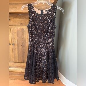 City Studio Dress Black Floral Lace Overlay Fit & Flare Dress size 0